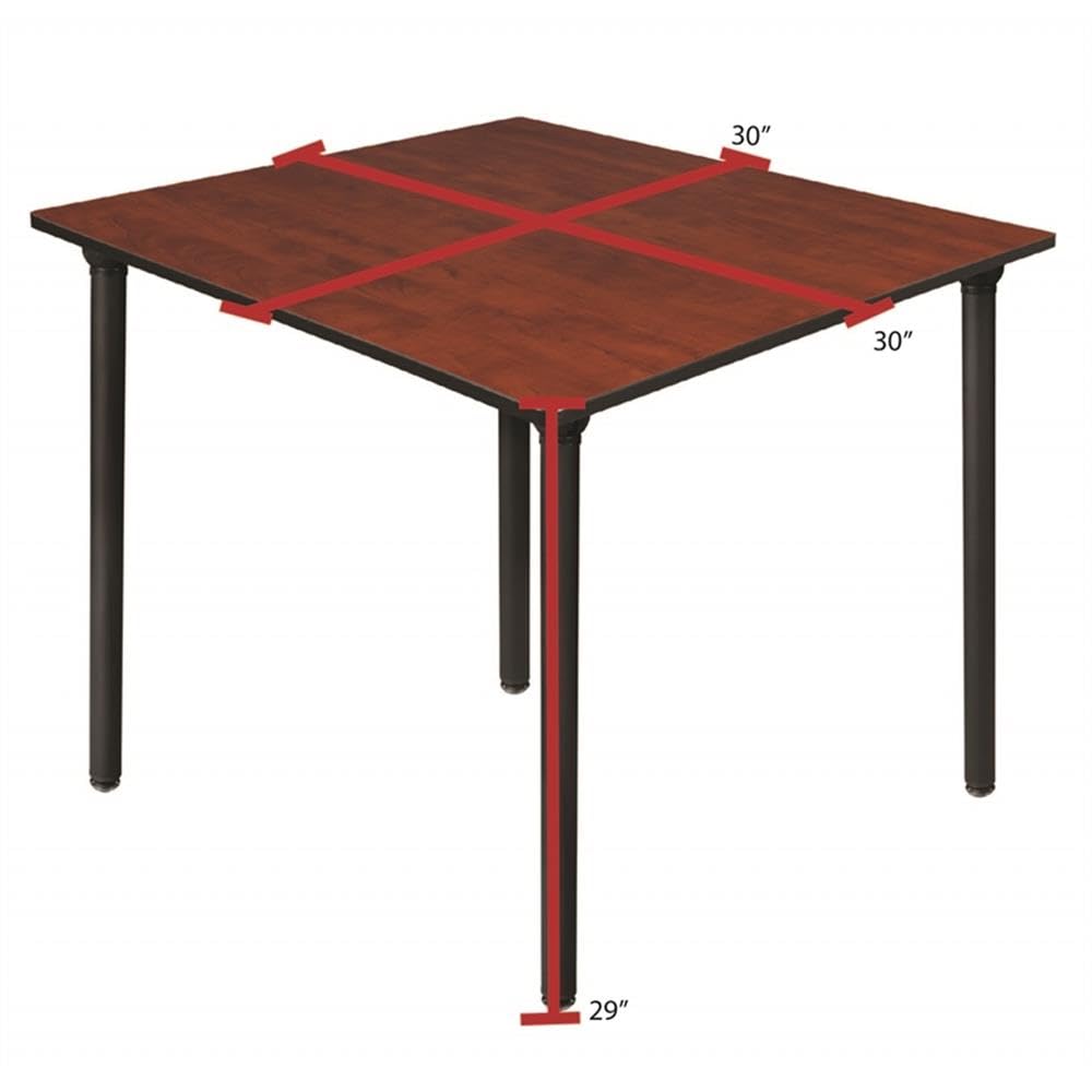 30" Square Folding Breakroom Table Reversible Cherry Maple Top Black Steel Legs M549