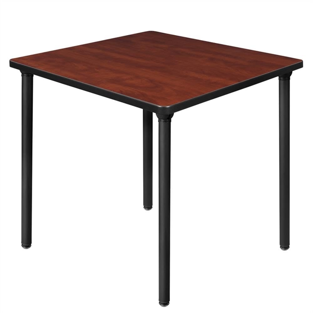 30" Square Folding Breakroom Table Reversible Cherry Maple Top Black Steel Legs M549