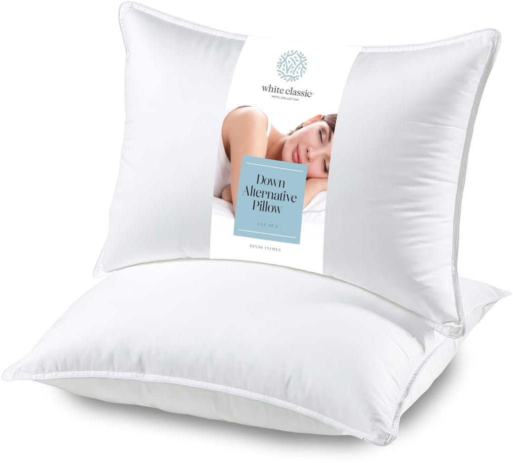 White 2 Pack King Size Down Alternative Bed Pillows U19319