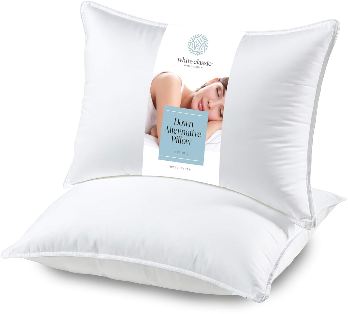 White 2 Pack King Size Down Alternative Bed Pillows U19319