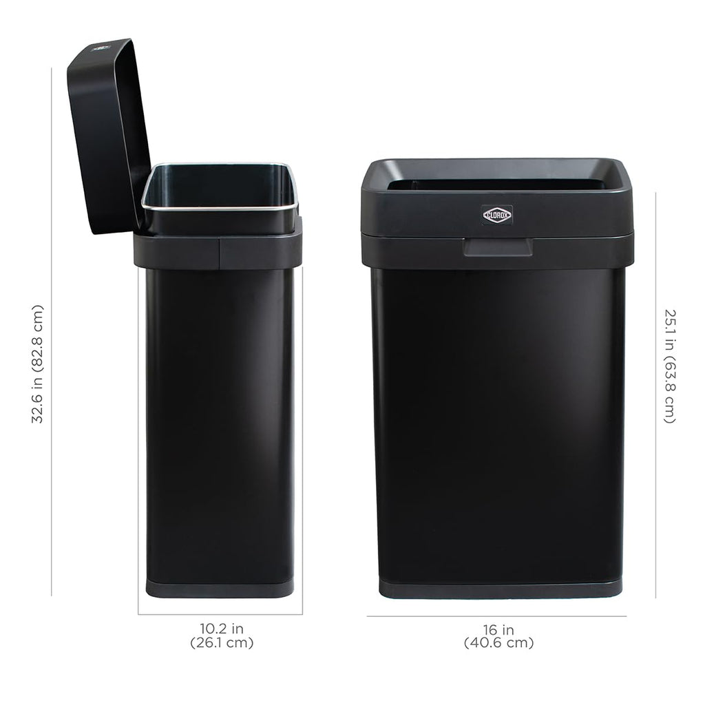 Slim Open Top Stainless Steel Trash Can, Matte Black, 13 Gal / 50L H153