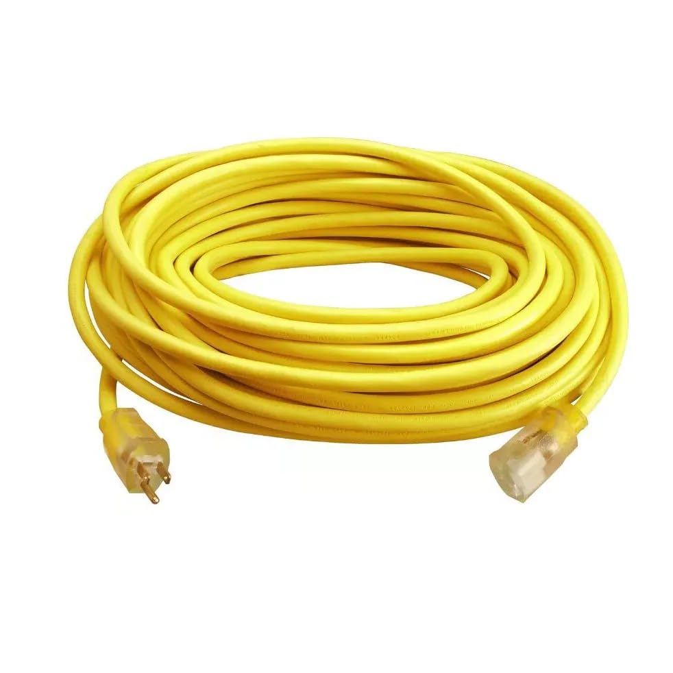 100' SJTW Vinyl Extension Cord with Lighted End, Yellow Y785228