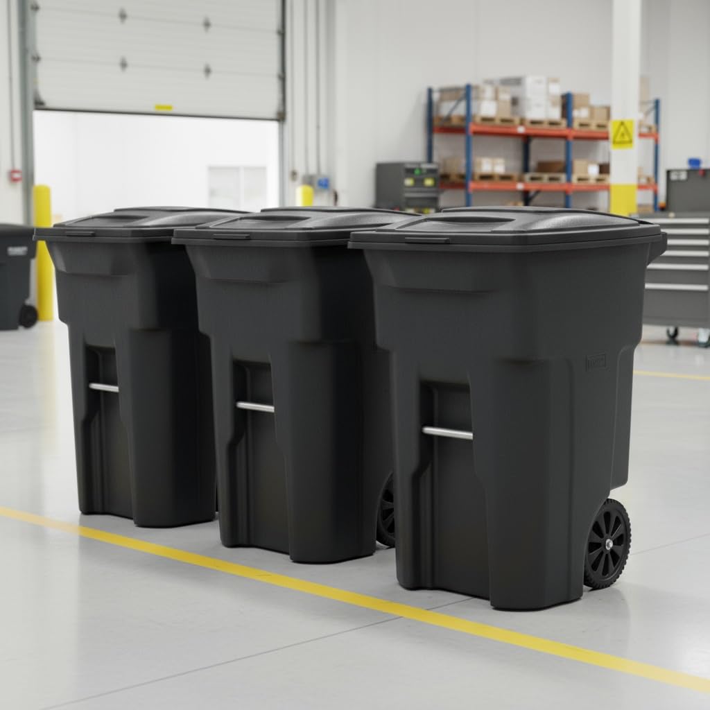 48 Gallon Garbage Cans Trash Cans With 2 Wheels And Lid Heavy Duty N2258
