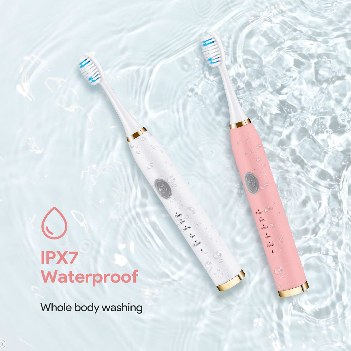 Rechargeable Sonic Toothbrush 2-Pack White Pink G19954