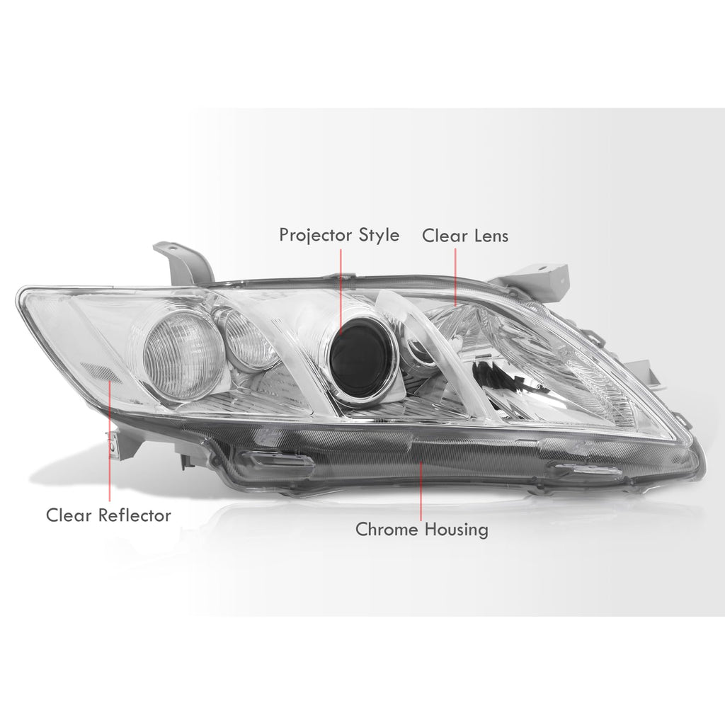 Chrome Housing Clear Lens Projector Headlights Pair T594