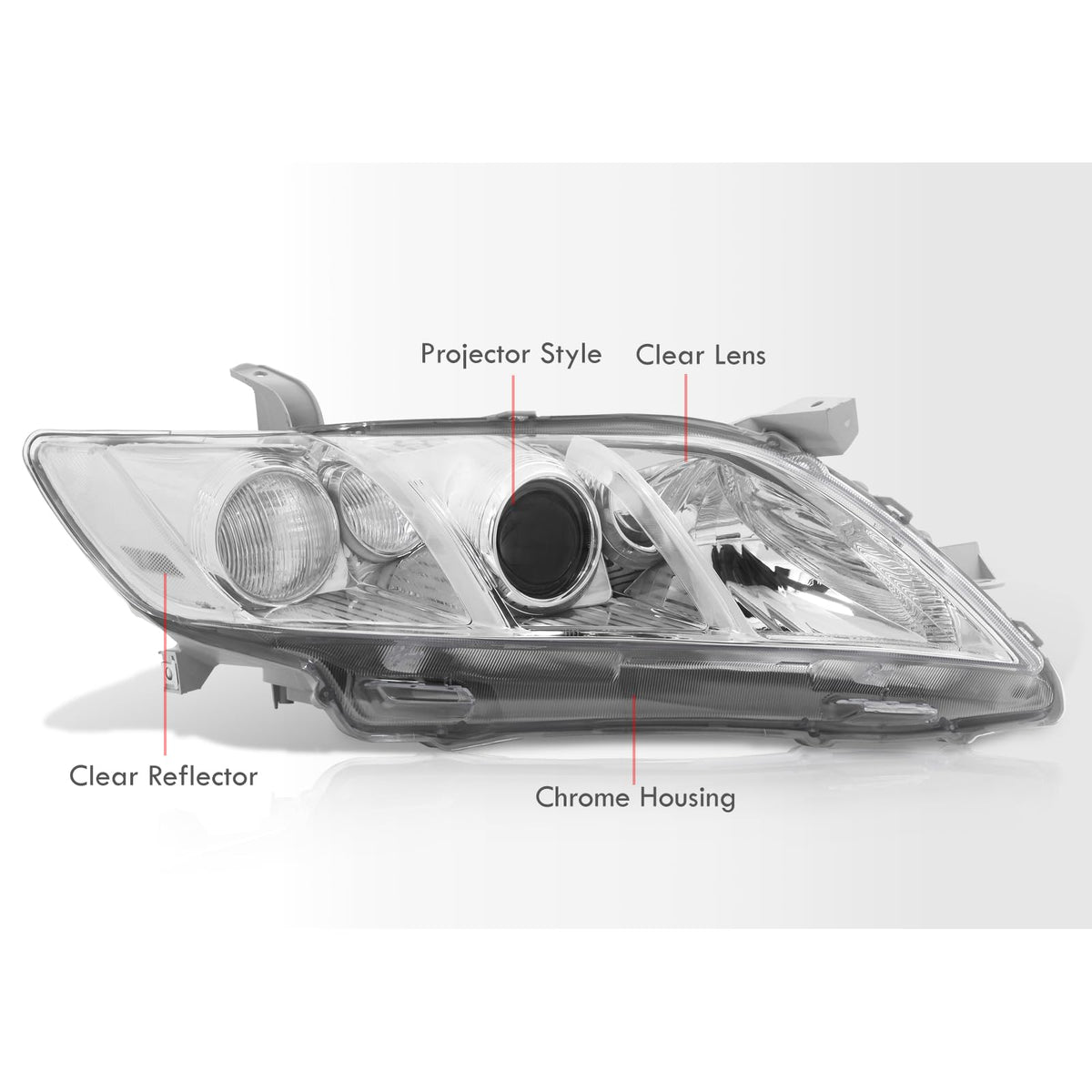 Chrome Housing Clear Lens Projector Headlights Pair T594
