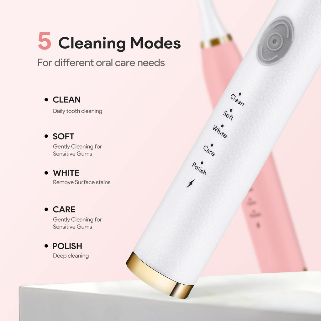 Rechargeable Sonic Toothbrush 2-Pack White Pink G19954