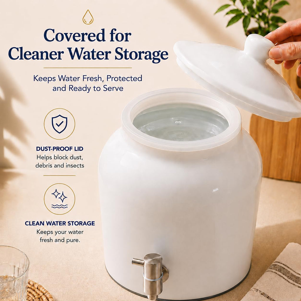 Ceramic Crock Water Dispenser with Stainless Faucet D14192
