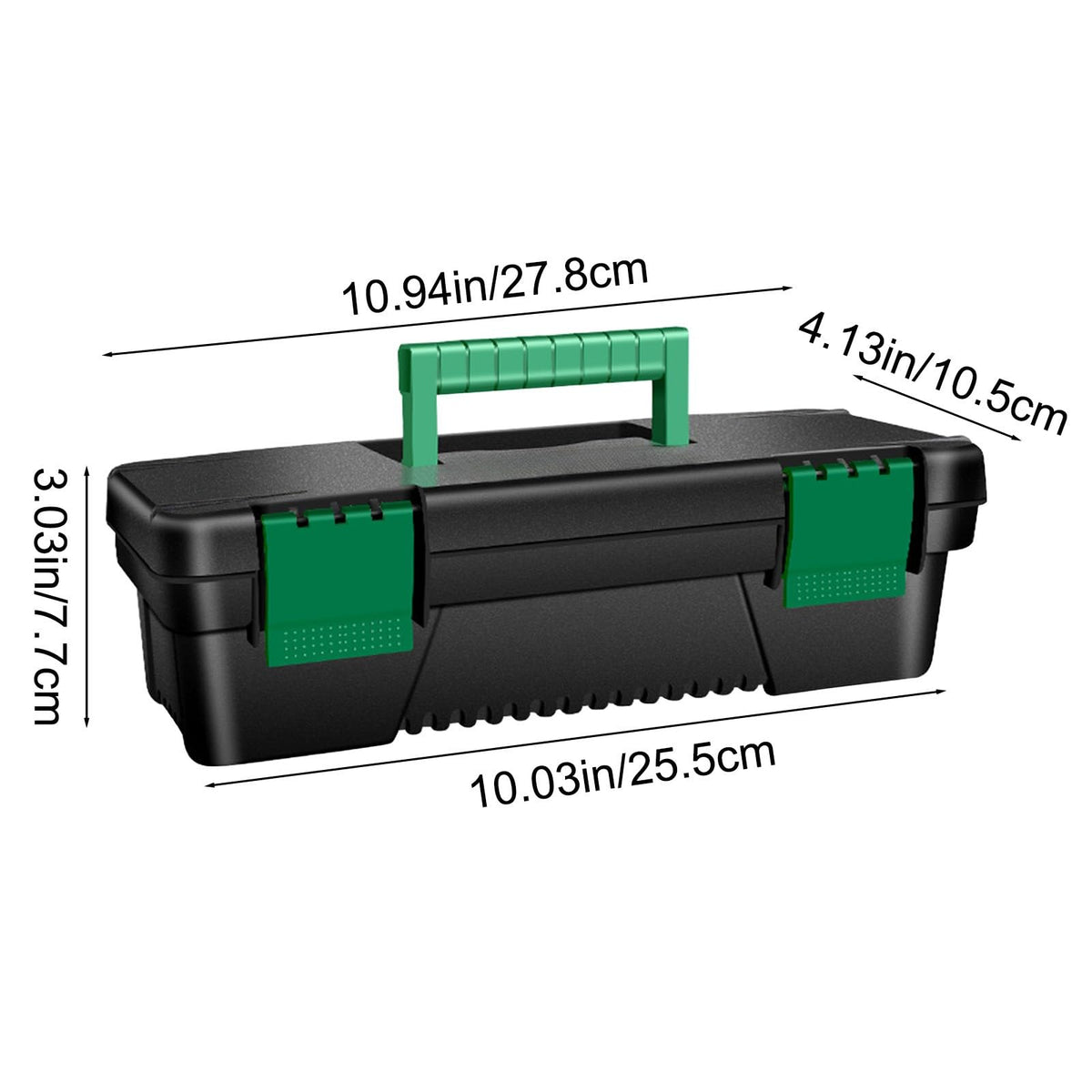 10-Inch Plastic Toolbox with Removable Tray and Double Lock D377