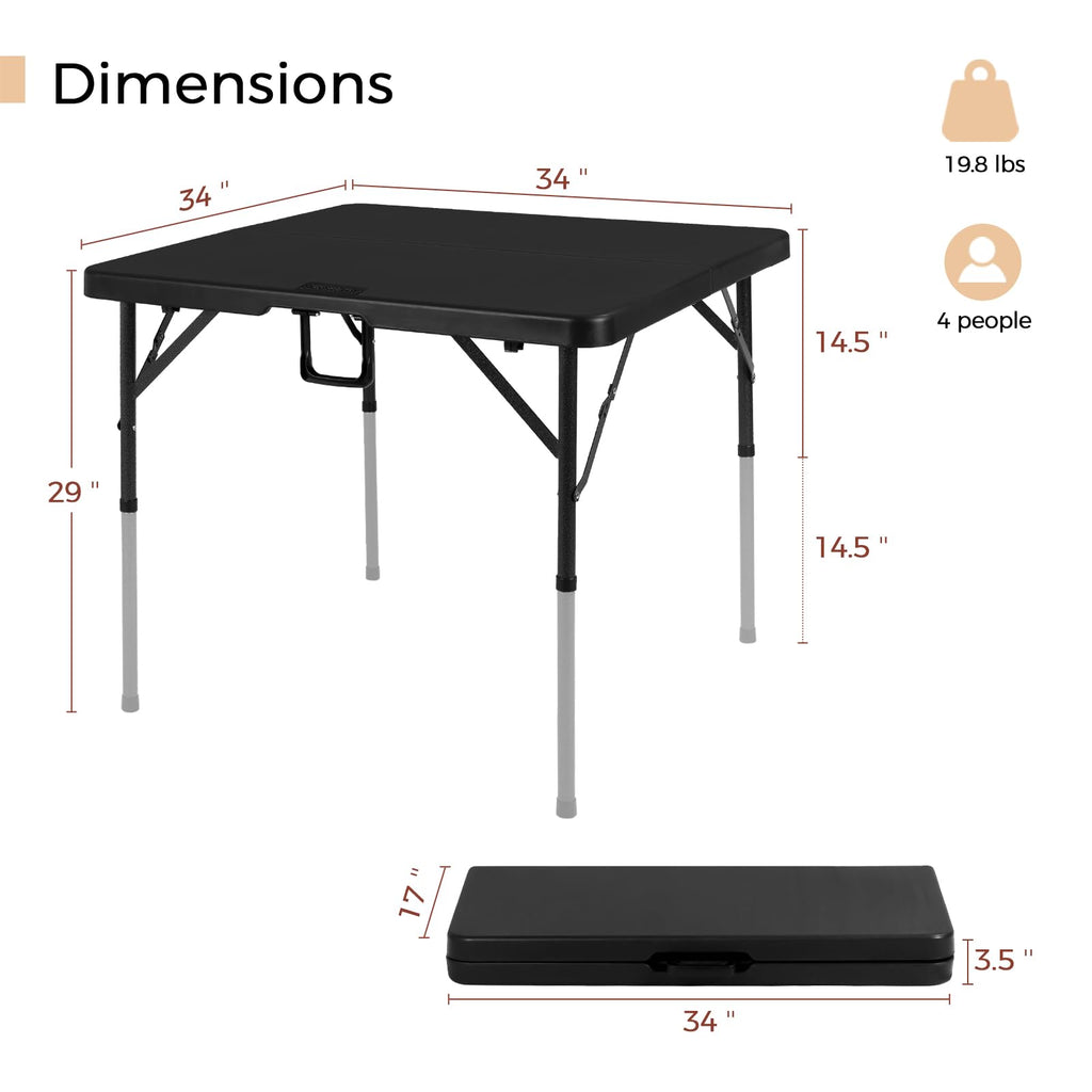34" Black Folding Card Table U641994