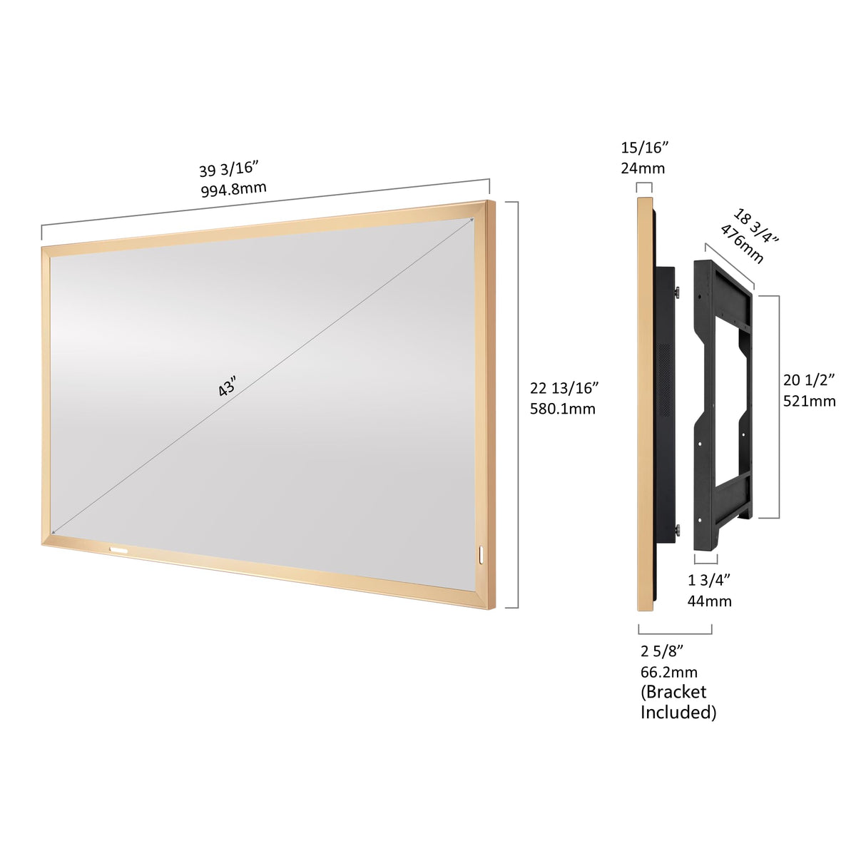 43-Inch Smart Mirror TV with Champagne Gold Aluminum Frame E976846