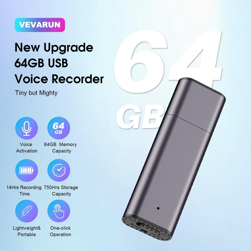 64GB Voice Activated Digital Voice Recorder with Noise Reduction A55089