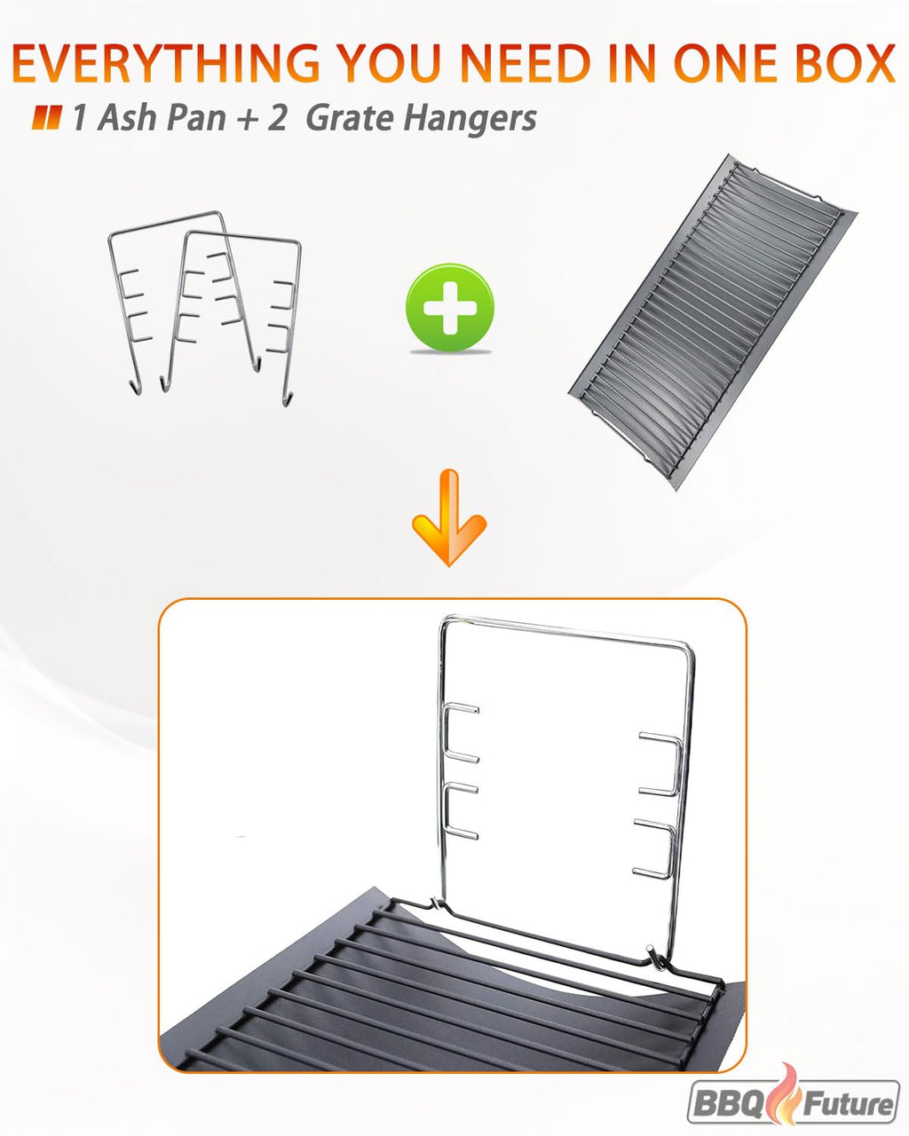 27 inch Porcelain-coated Steel Ash Pan with 2pcs Fire Grate Hanger G24956