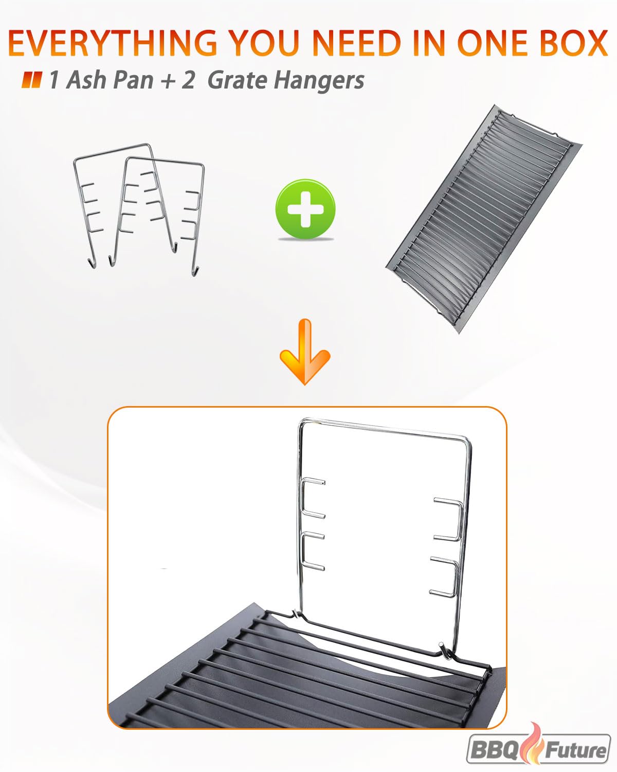 27 inch Porcelain-coated Steel Ash Pan with 2pcs Fire Grate Hanger G24956
