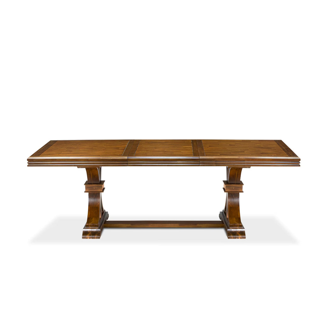 9 Piece Dining Table Set with 8 Light Beige Fabric Chairs E177