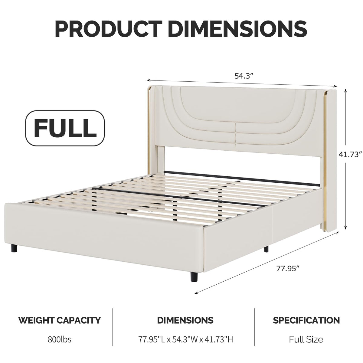 Full Size Bed Frame with LED Lights and Wingback Headboard G230562