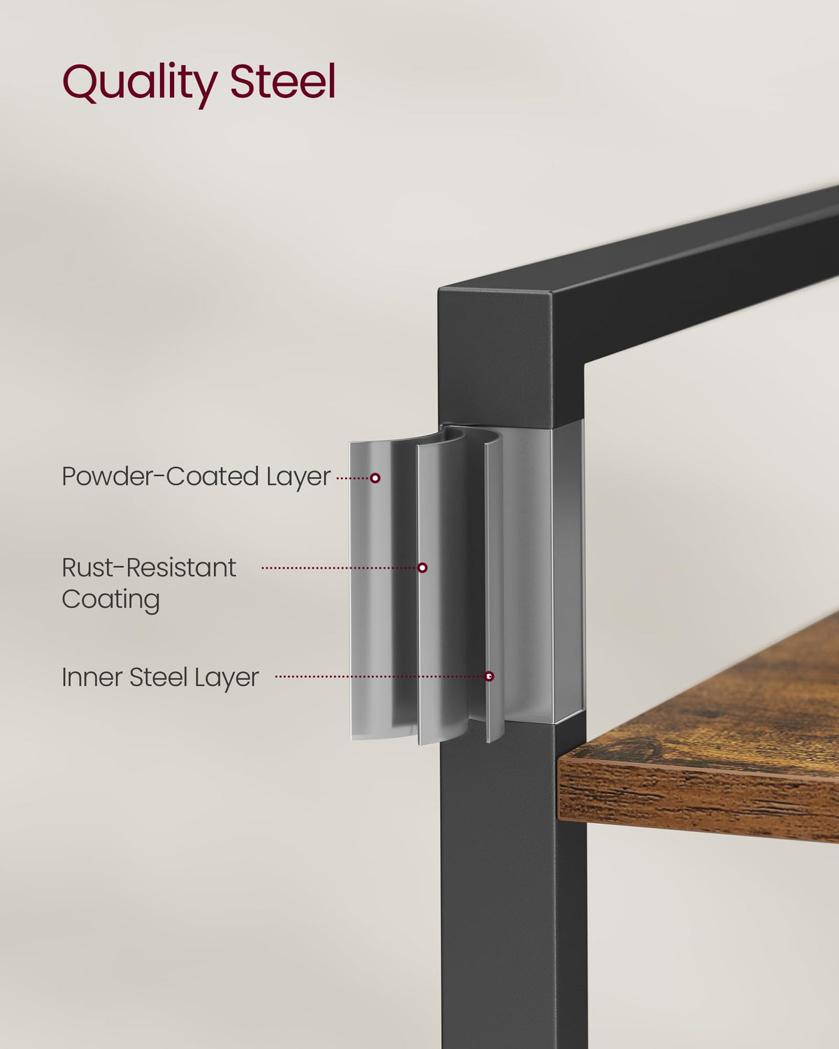 5-Tier Bookshelf with Steel Frame C776656