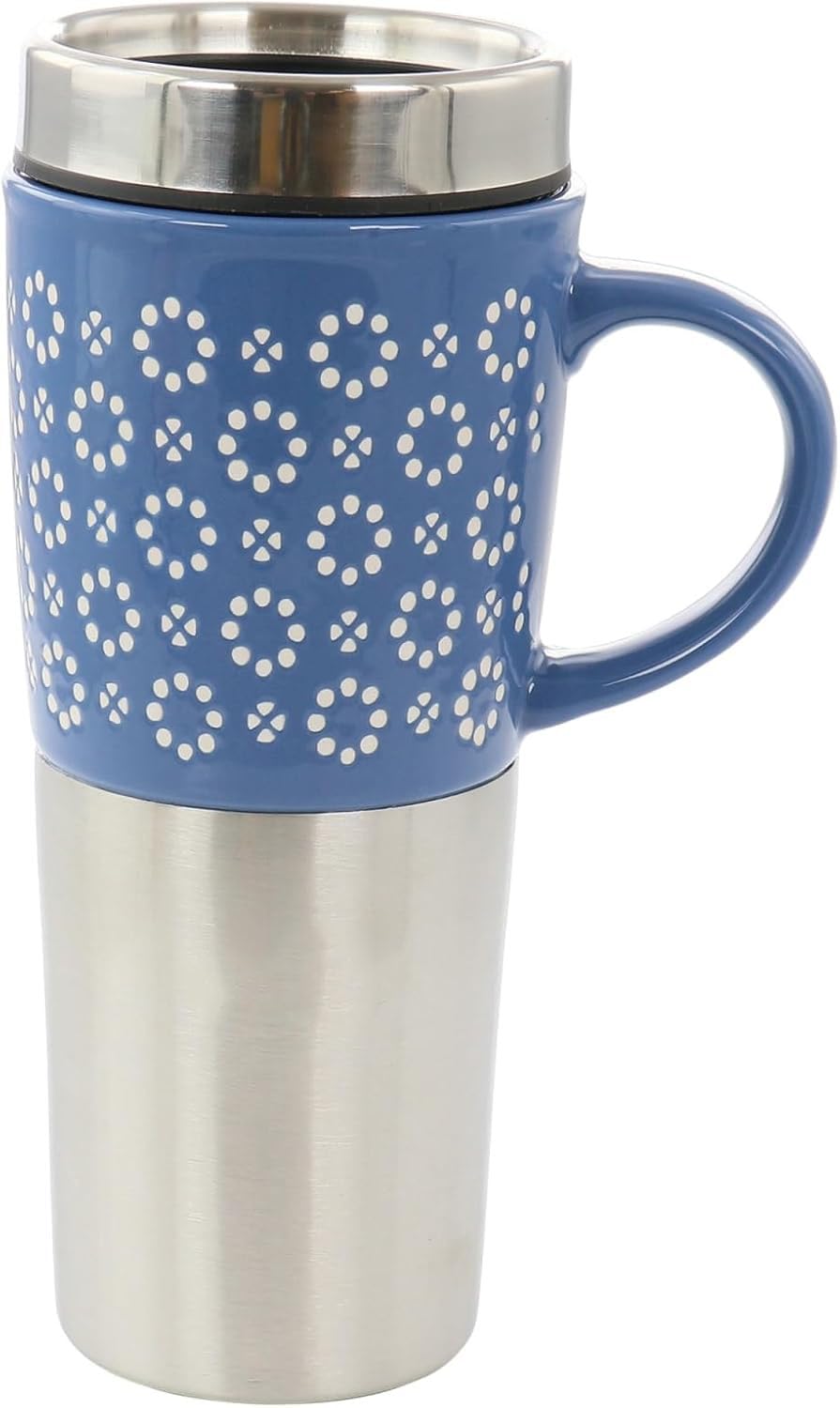 16oz Insulated Stoneware and Stainless Steel Travel Mug O4371