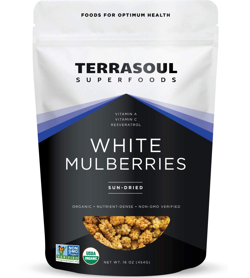 Organic Sun-dried White Mulberries, 2 Lbs (Pack of 2) P523