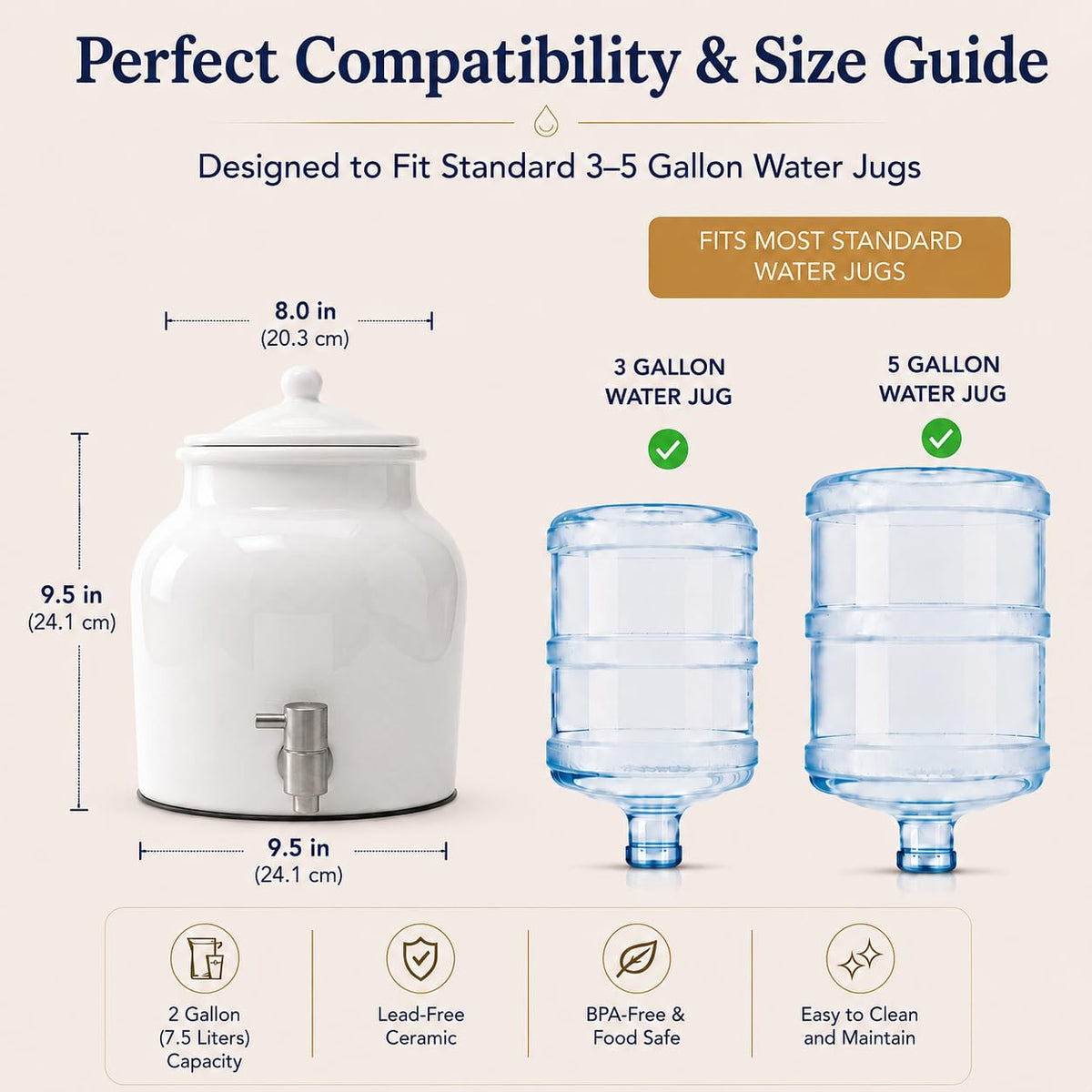 Ceramic Crock Water Dispenser with Stainless Faucet D14192