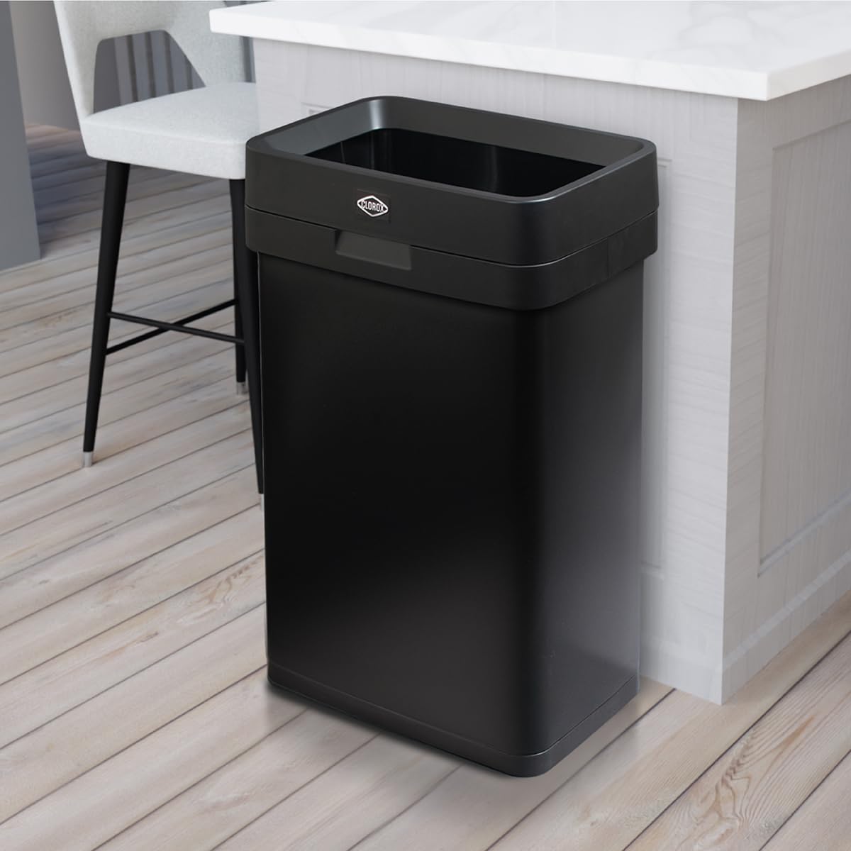 Slim Open Top Stainless Steel Trash Can, Matte Black, 13 Gal / 50L H153