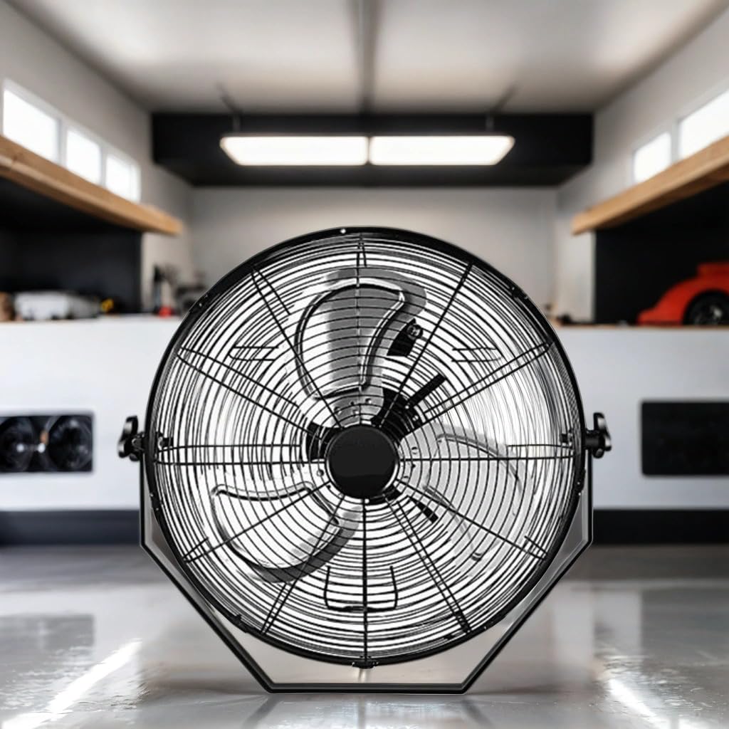 Black Industrial Metal Floor Fan K546310