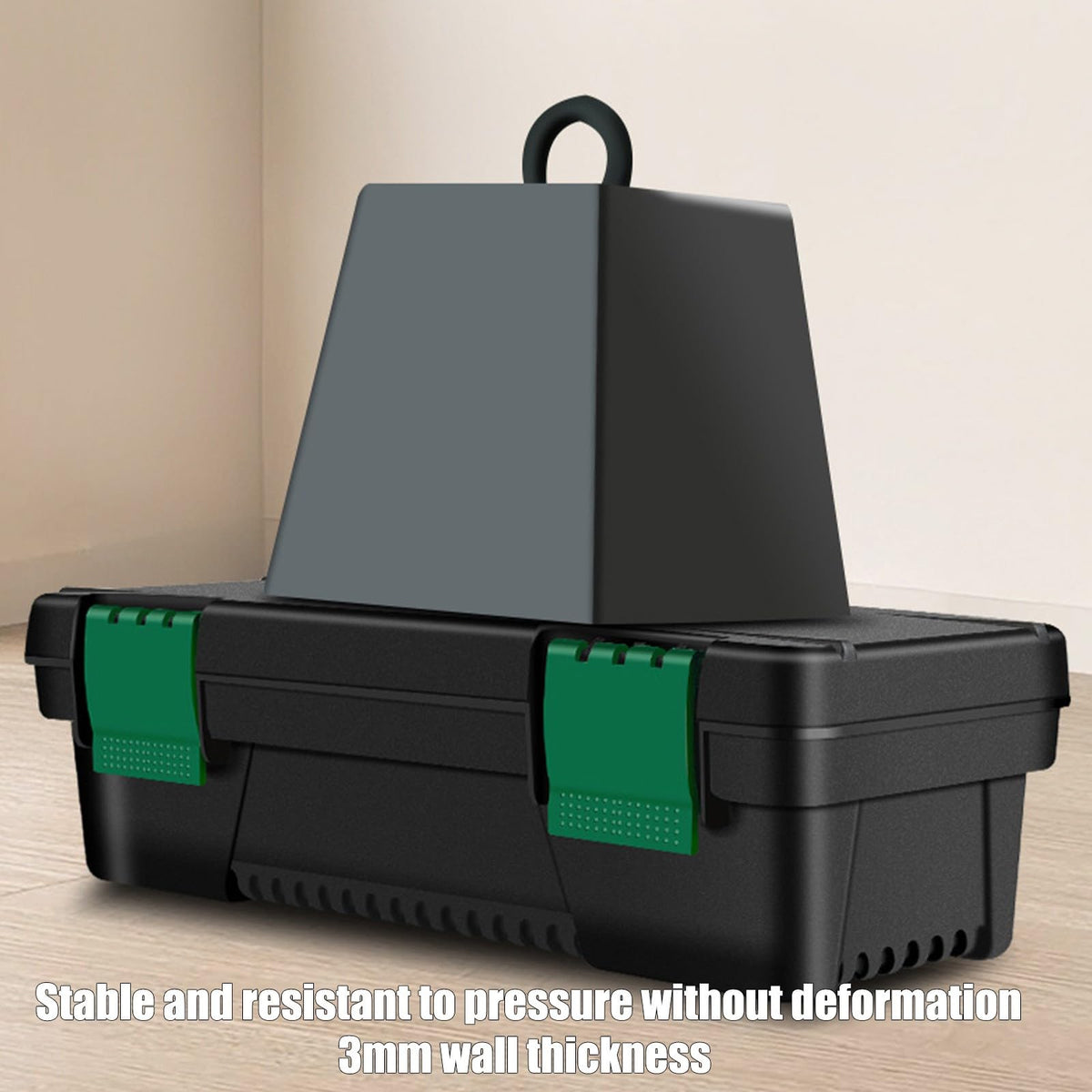 10-Inch Plastic Toolbox with Removable Tray and Double Lock D377