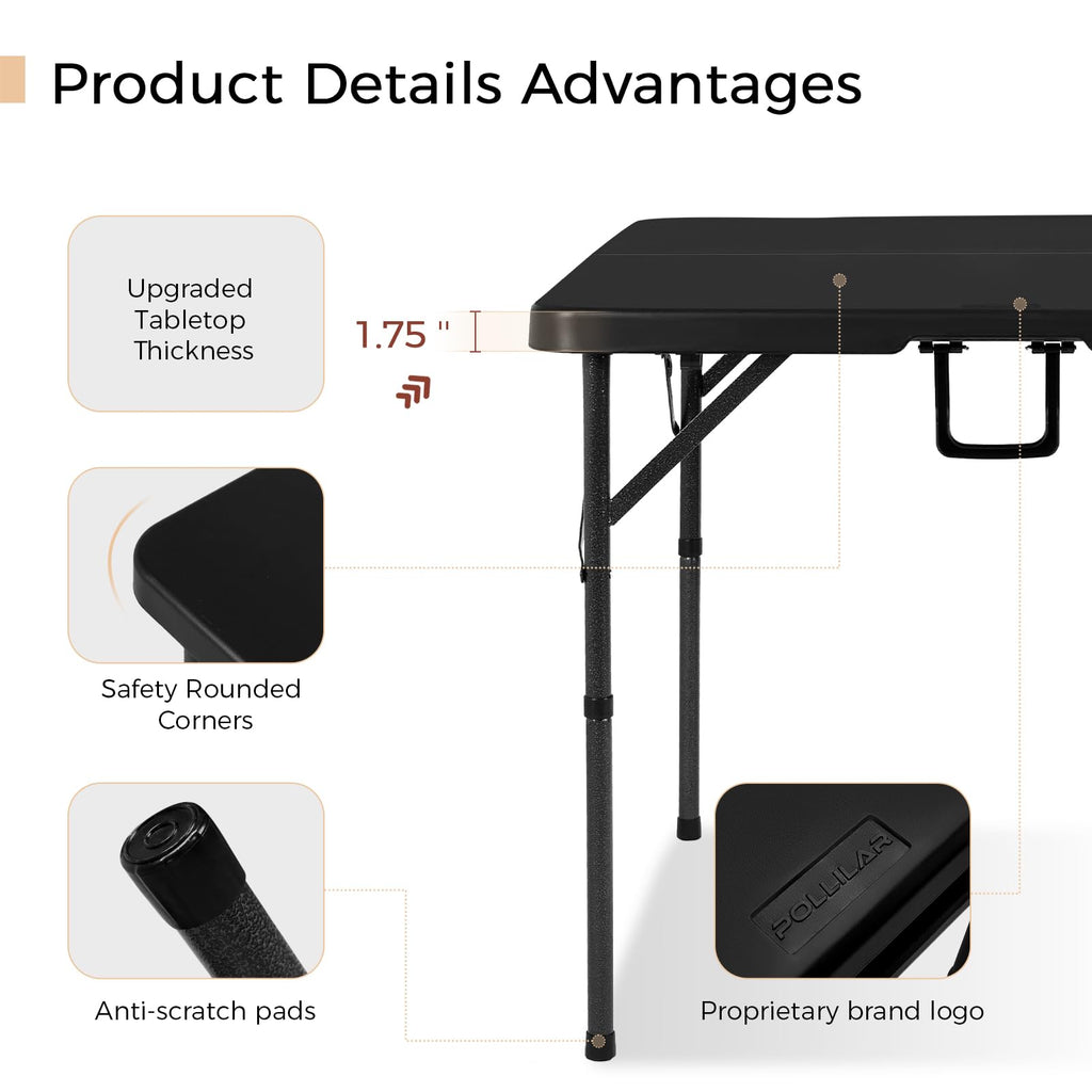 34" Black Folding Card Table U641994