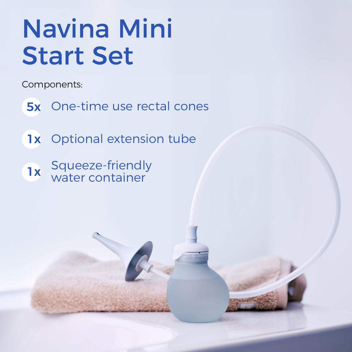 Low-Volume Enema Irrigation System with Water Bulb, Extension Tube, and 5 Rectal Cones O729