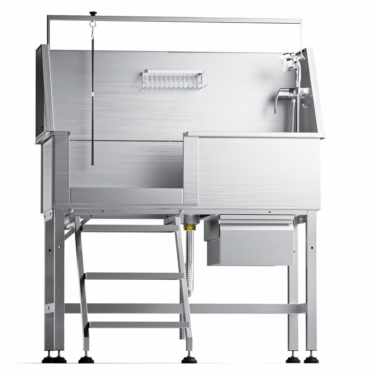 46" Stainless Steel Dog Washing Station with Removable Left Ramp & Storage Drawer Y664