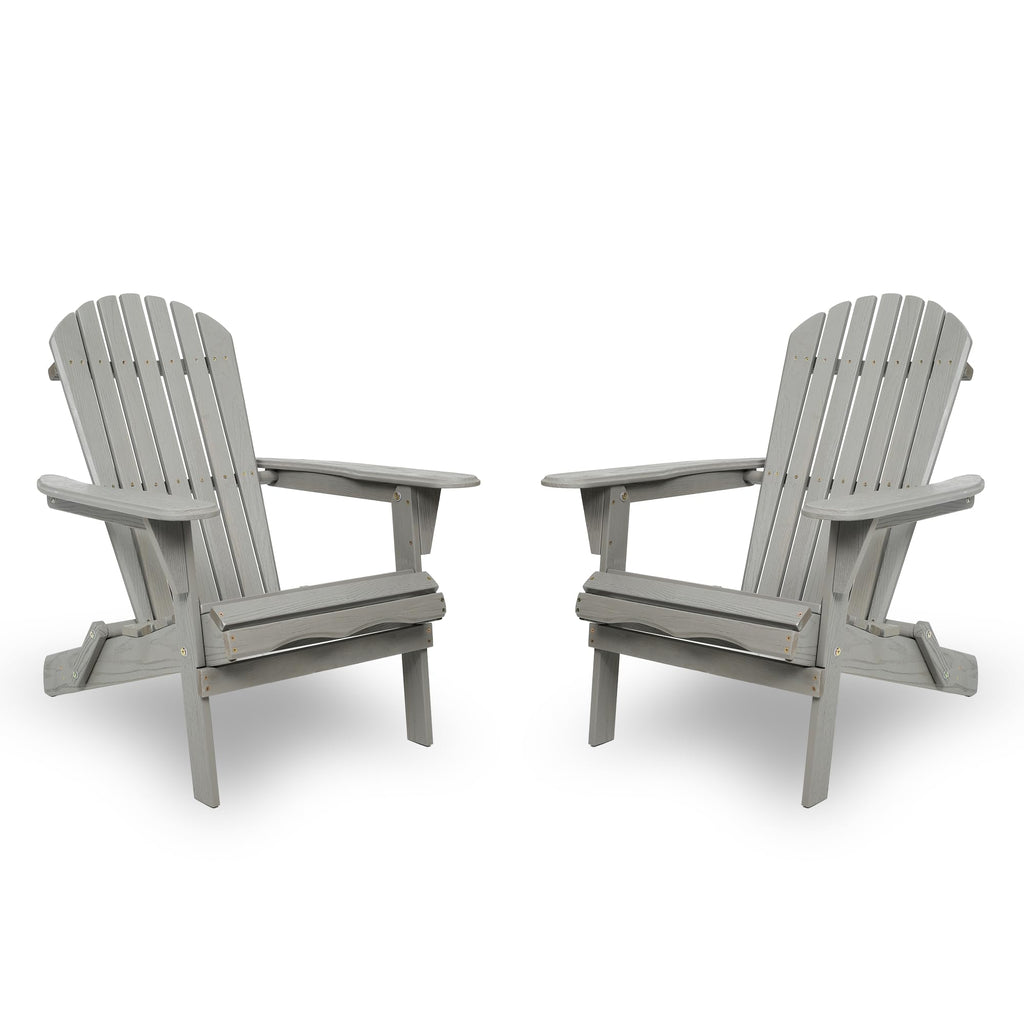 Folding Adirondack Chair Set of 2 Solid Cedar Wood Gray L32382