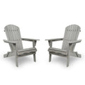 Folding Adirondack Chair Set of 2 Solid Cedar Wood Gray L32382