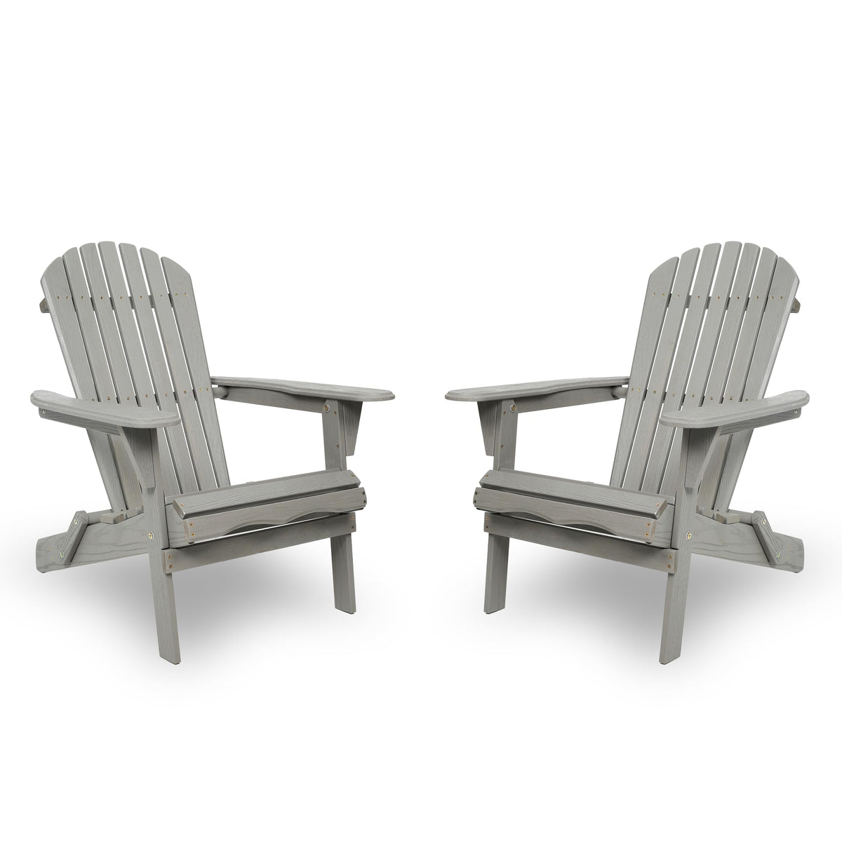 Folding Adirondack Chair Set of 2 Solid Cedar Wood Gray L32382