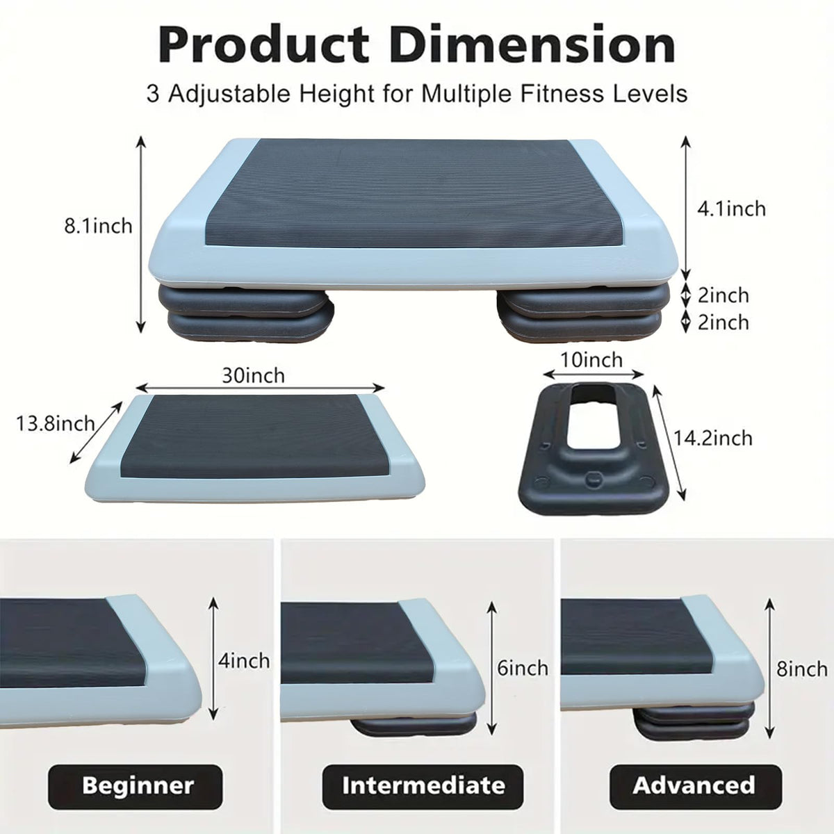 Adjustable Aerobic Exercise Step Platform with 2/4 Stackable Risers N690270