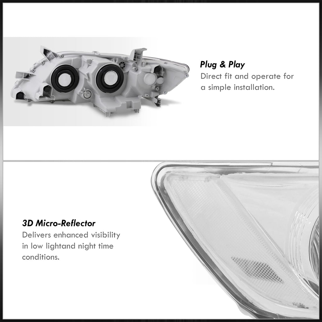 Chrome Housing Clear Lens Projector Headlights Pair T594