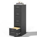 Black 4 Drawer Steel File Cabinet with Lock S41505