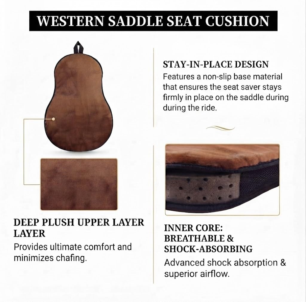 Brown Short Plush Horse Saddle Seat Cushion X50532