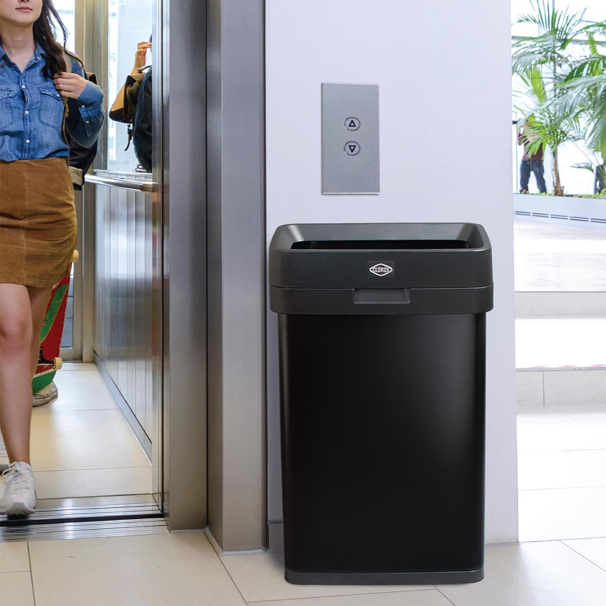 Slim Open Top Stainless Steel Trash Can, Matte Black, 13 Gal / 50L H153