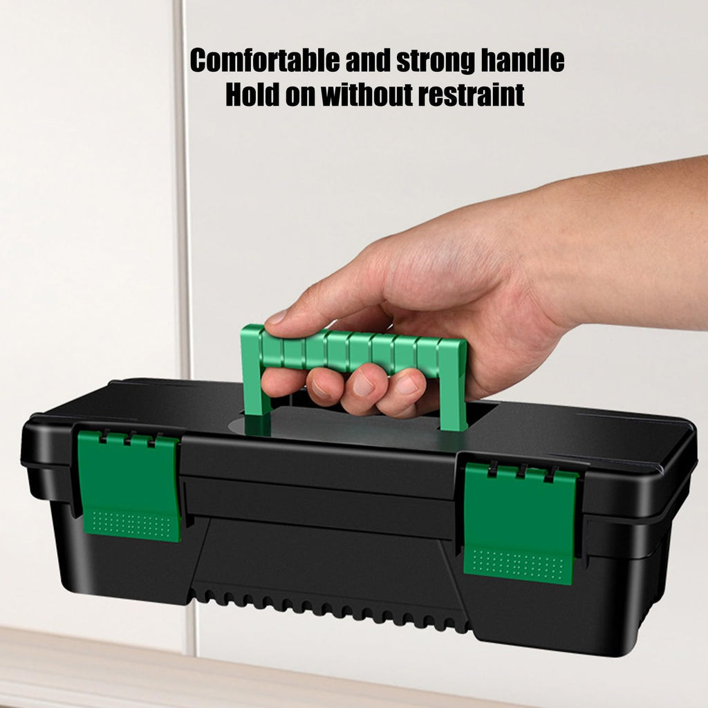 10-Inch Plastic Toolbox with Removable Tray and Double Lock D377