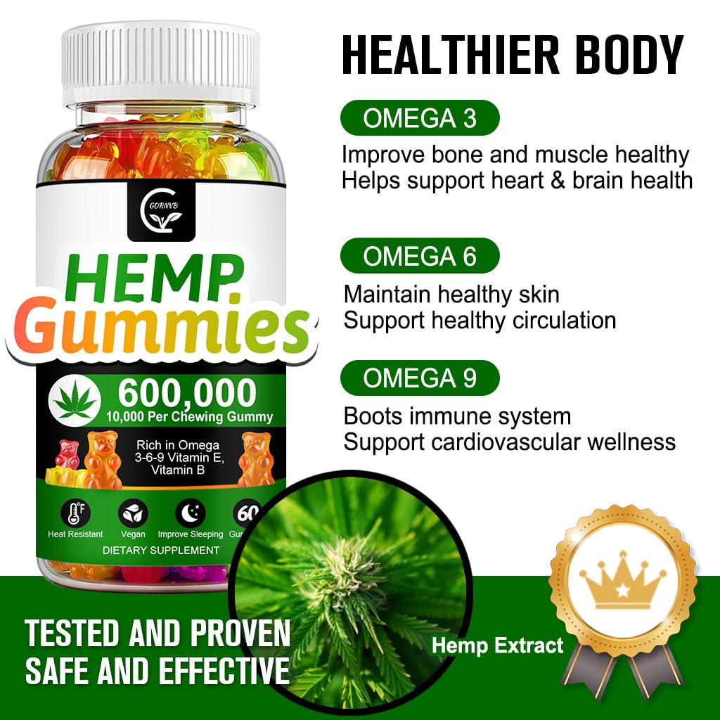 High Potency Hemp Gummies 600,000 Extra Strength Vegan Gluten-Free P932107