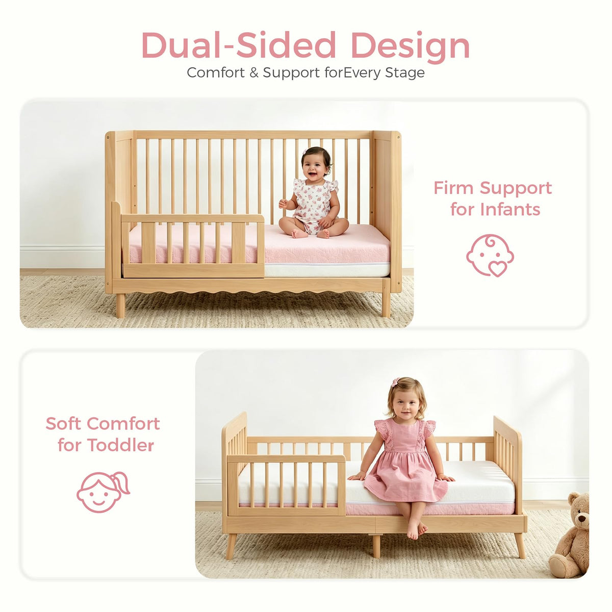 Dual Sided Gel Memory Foam Crib and Toddler Mattress B439