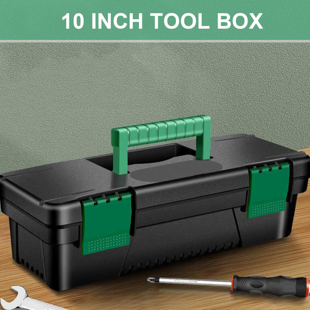 10-Inch Plastic Toolbox with Removable Tray and Double Lock D377