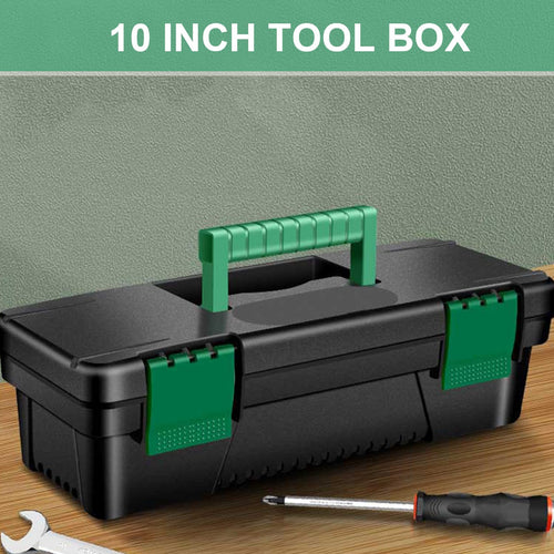10-Inch Plastic Toolbox with Removable Tray and Double Lock D377