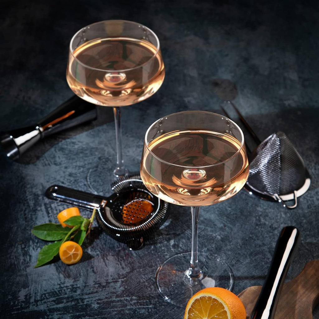 Hand Blown Martini Glasses Set of 4, 8 oz Crystal Cocktail Glass K459