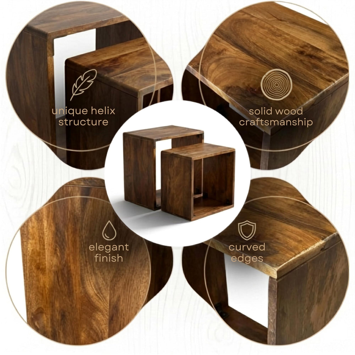 Sheesham Wood Nesting Tables Set of 2 H695