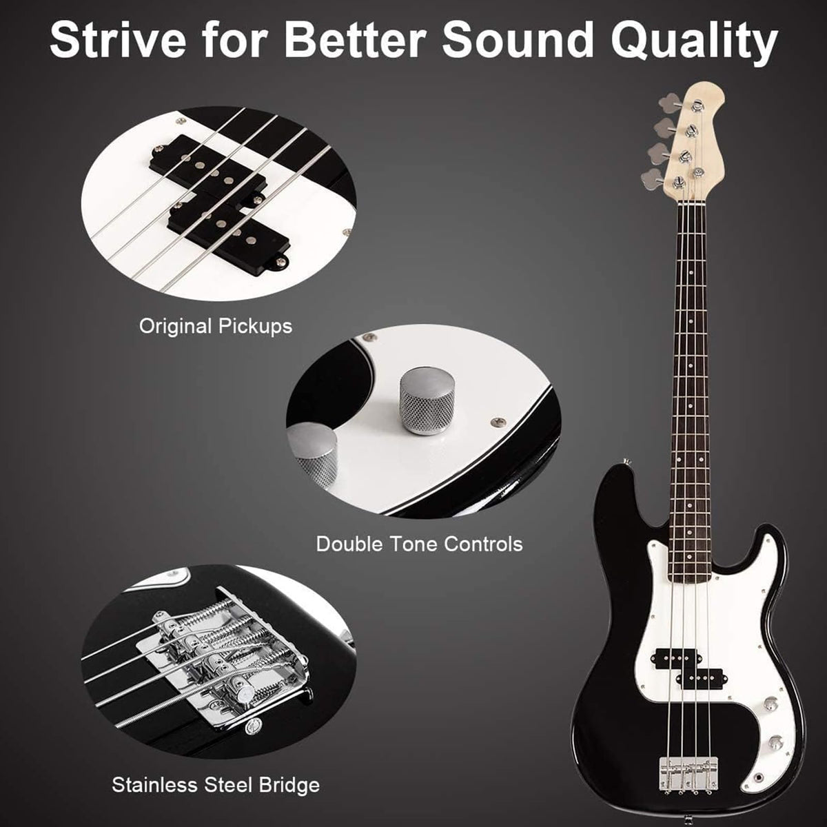 Full Size 4 String Electric Bass Guitar with Bag O16938