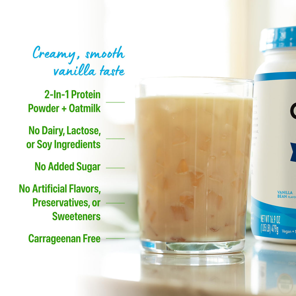 Organic Vegan Protein Powder + Oat Milk, Vanilla Bean, 20g Plant Based Protein, 1.05lb F570814