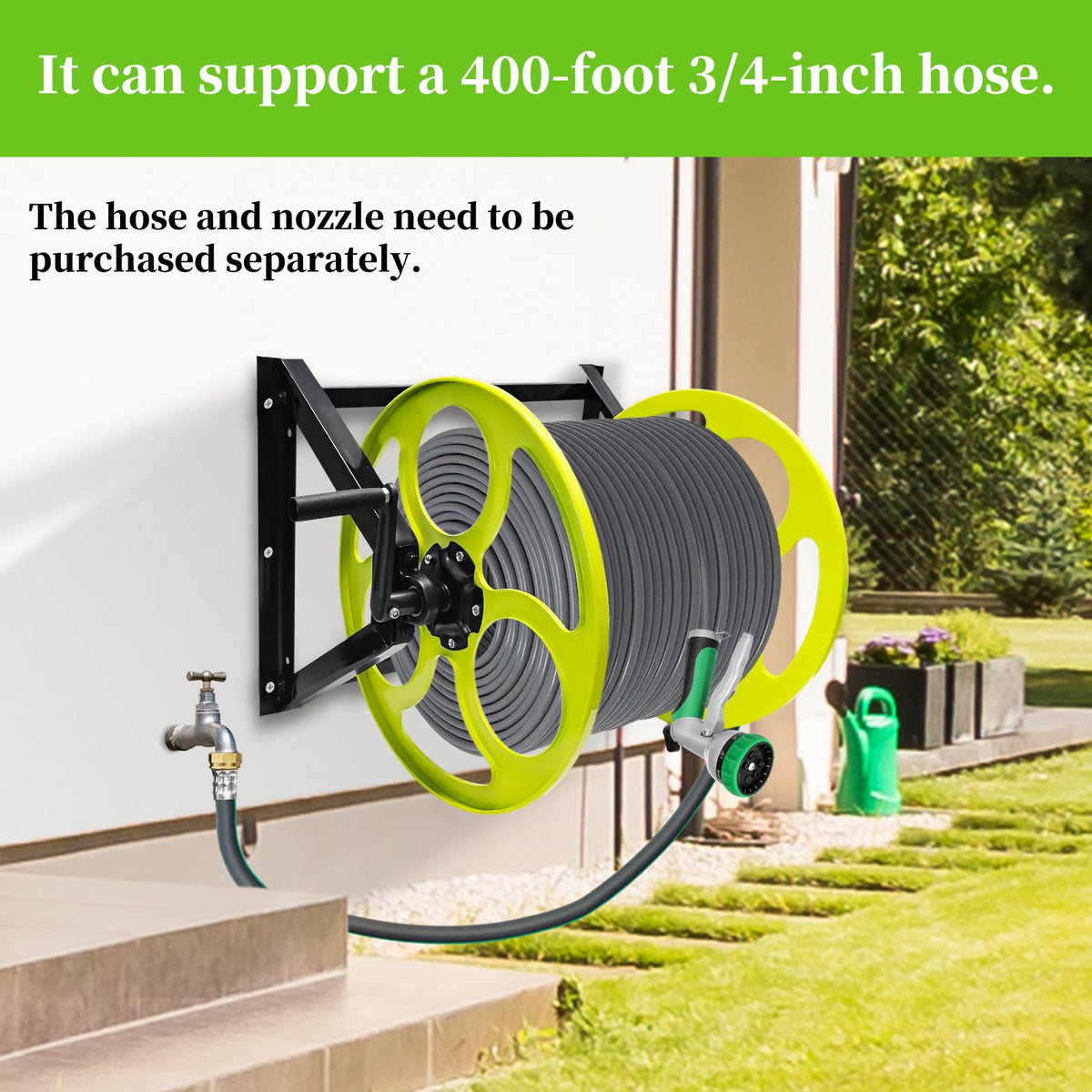 Wall Mount Garden Hose Reel 400FT K1949