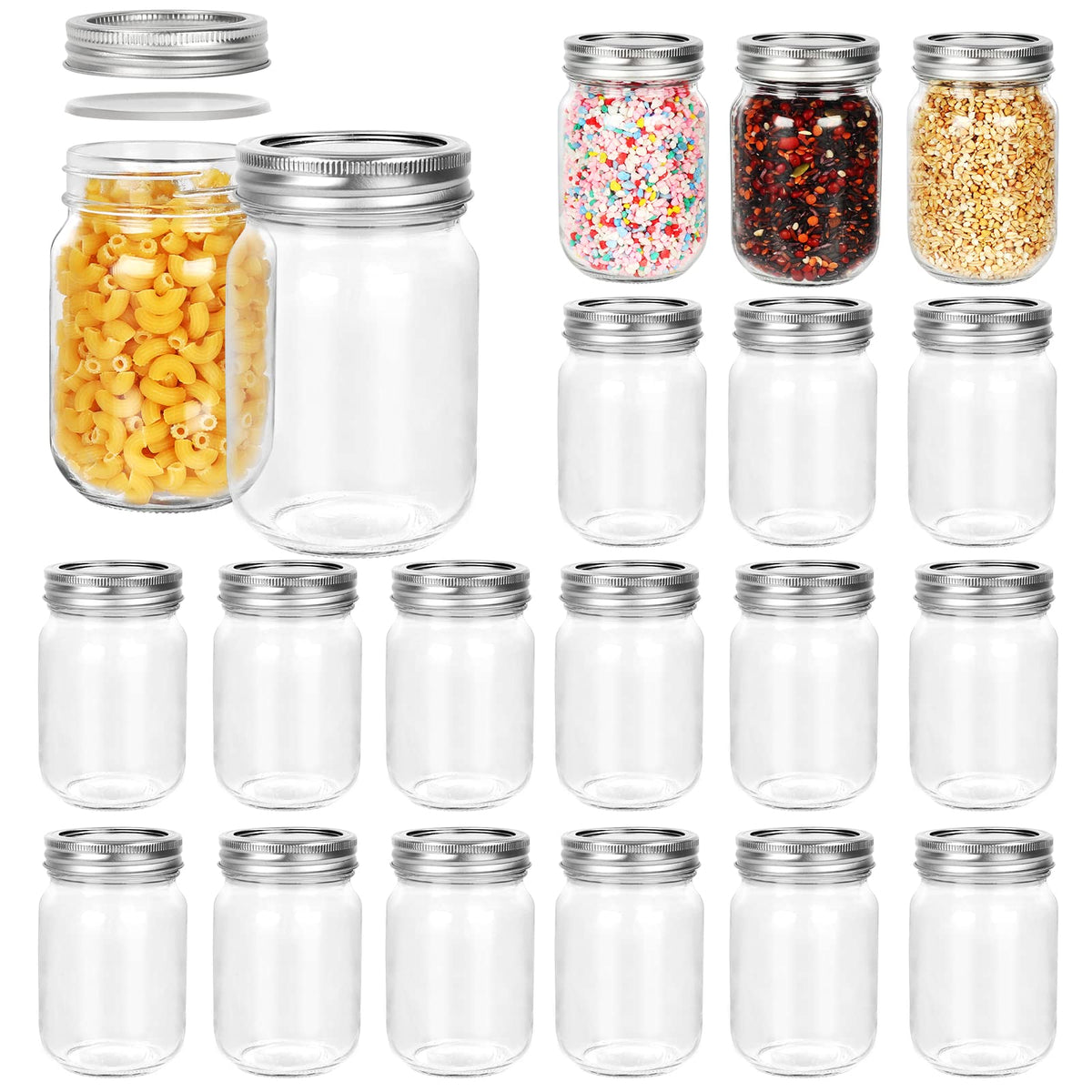 12 oz Glass Mason Jar, 20 Pack Canning Jars with Lids A86360
