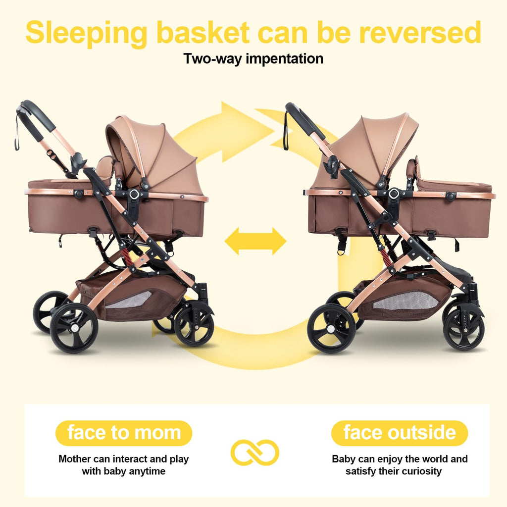 2 in 1 Foldable Baby Stroller with Adjustable Canopy W225